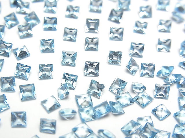 高品質瑞士藍拓帕石 AAA 裸石 公主方形 3x3mm 10顆
