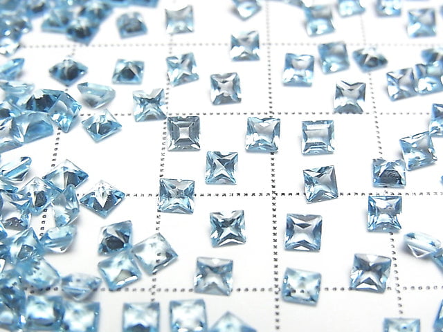 高品質瑞士藍拓帕石 AAA 裸石 公主方形 3x3mm 10顆