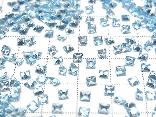 Hochwertiger Schweizer Blauer Topas AAA lose Steine Prinzessschliff 3x3mm 10 Stück