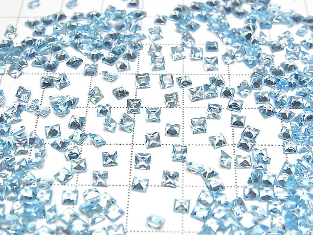 Hochwertiger Schweizer Blauer Topas AAA lose Steine Prinzessschliff 3x3mm 10 Stück