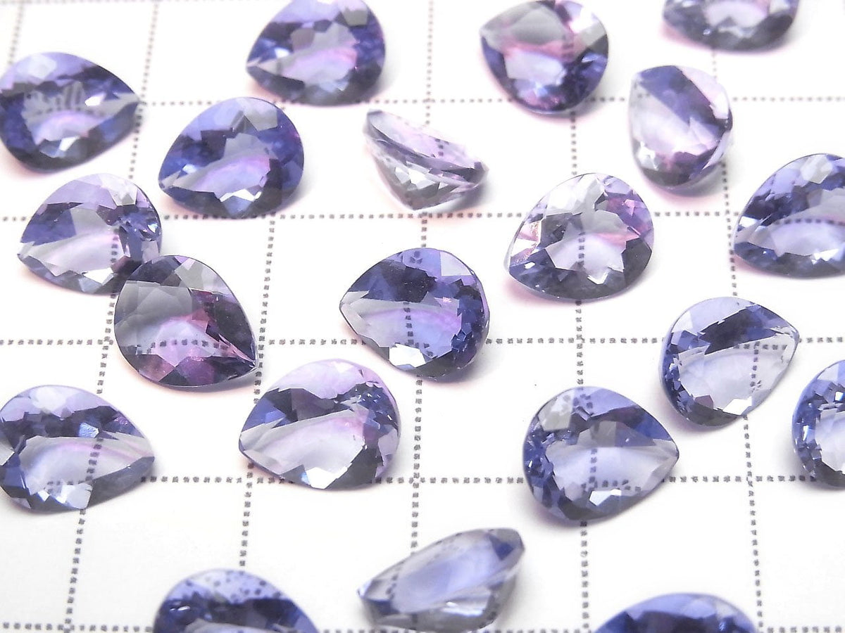 高品質變色螢石 AAA 梨形刻面裸石 10x8mm 1顆