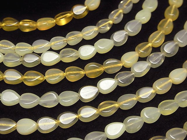 Gelber Opal AA++ vertikales Loch, Birnenform (glatt) 7x5mm 1 Strang Perlen (ca. 7 Zoll/18 cm)