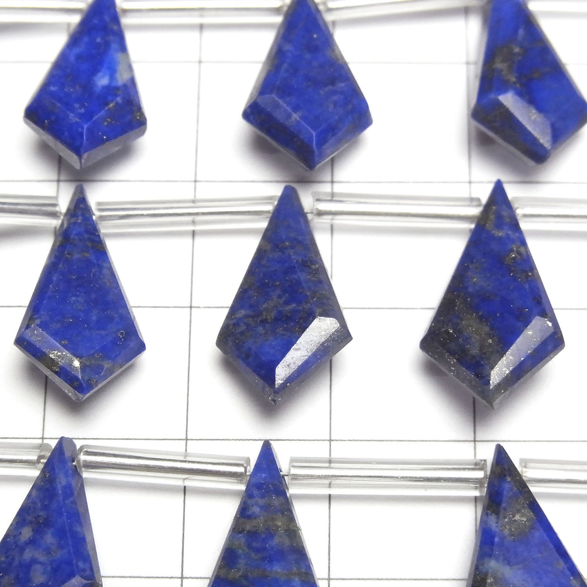 High Quality Lapislazuli AA++ Deformed Diamond Faceted 1strand beads (9pcs)