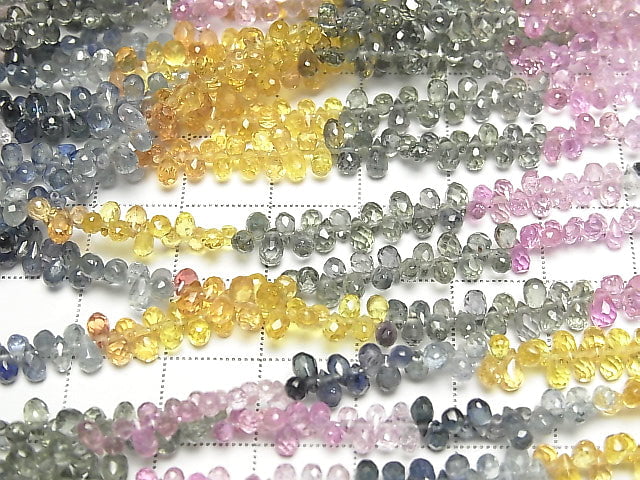 Hochwertig Multicolor Saphir AAA- Tropfen facettierte Briolette 1Strang Perlen (ca. 18 cm)