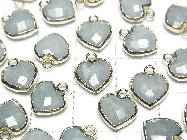 Aquamarine Heart cut charm gold color 3pcs