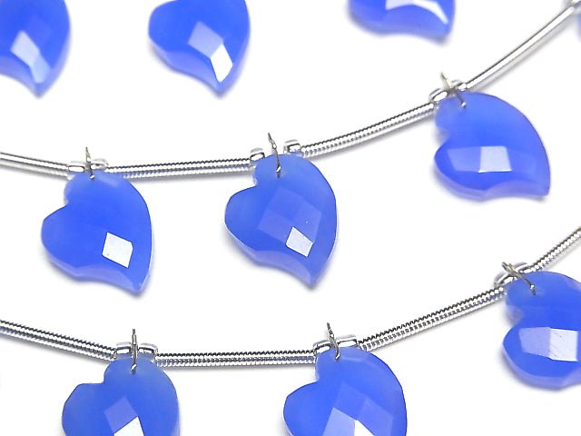 Blue Chalcedony Heart cut 13x10mm half or 1strand beads (6pcs)