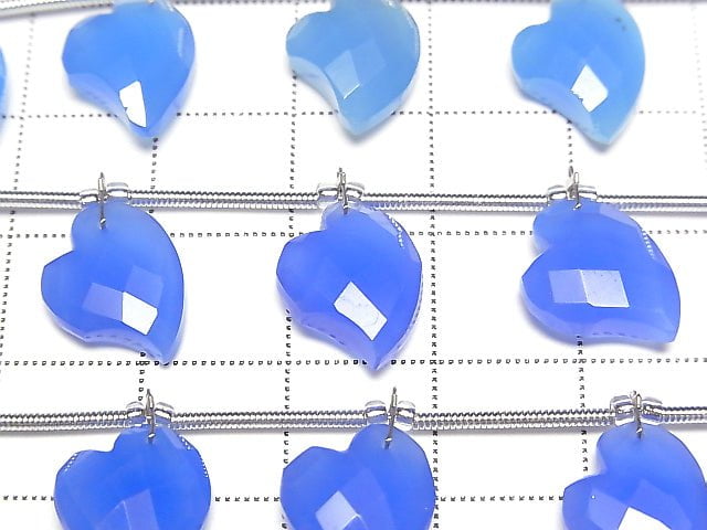 Blue Chalcedony Heart cut 13x10mm half or 1strand beads (6pcs)