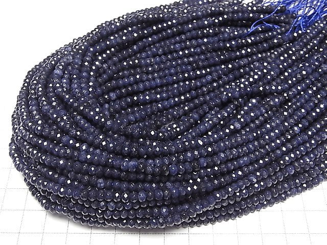 High Quality! Navy color Jade Faceted Button Rondelle 4x4x2.5mm 1strand beads (aprx.13inch/33cm)