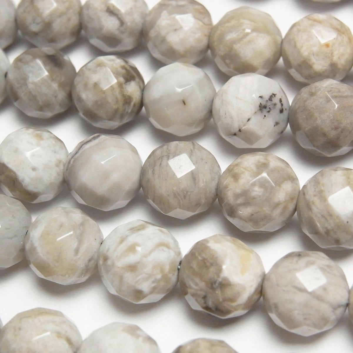 Silver Leaf Jasper 64Faceted Round 10mm half or 1strand beads (aprx.15inch/37cm)