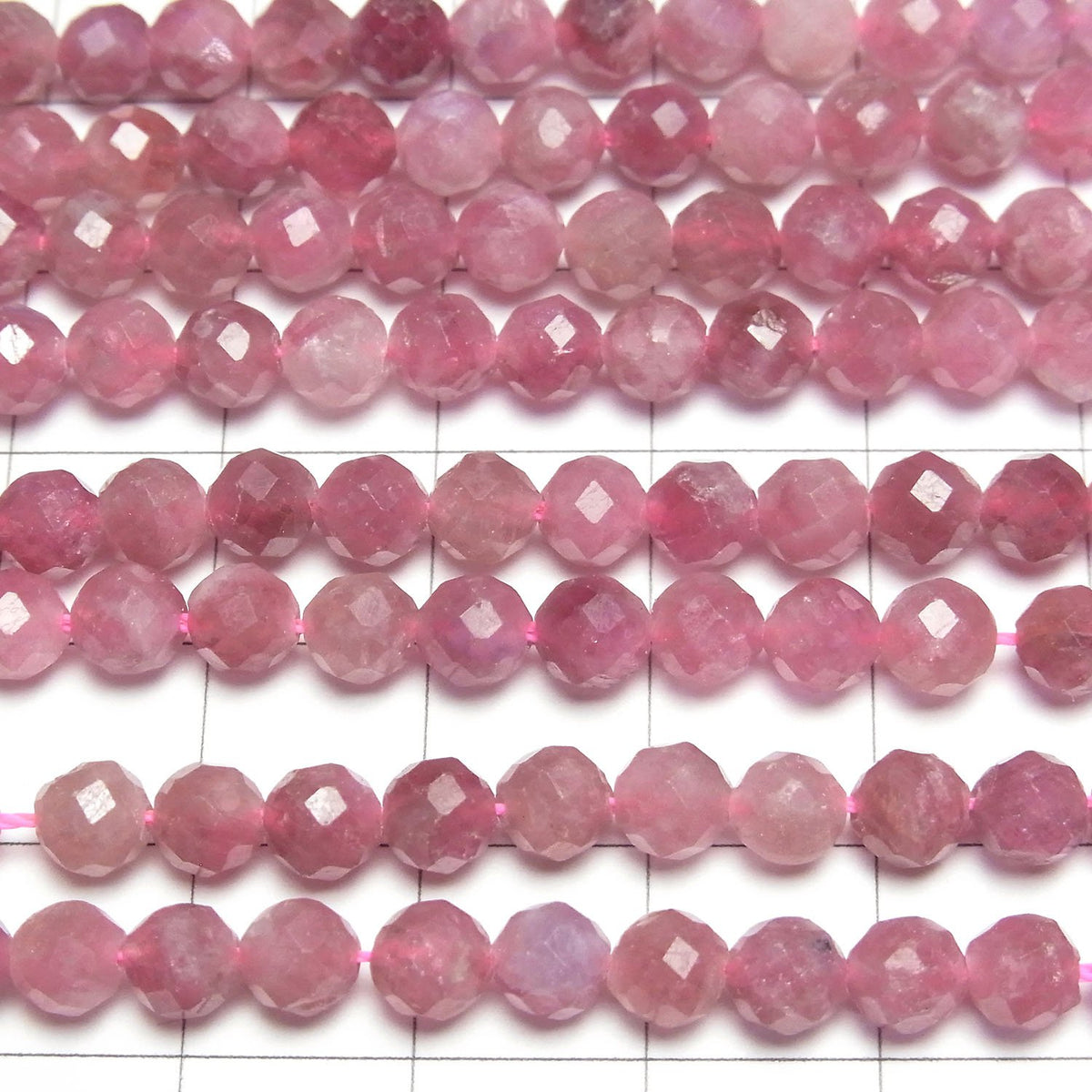 Haute Qualité ! Tourmaline Rose AAA - Perles rondes facettées de 5 mm, demi-fil ou 1 fil (environ 15 pouces/36 cm)