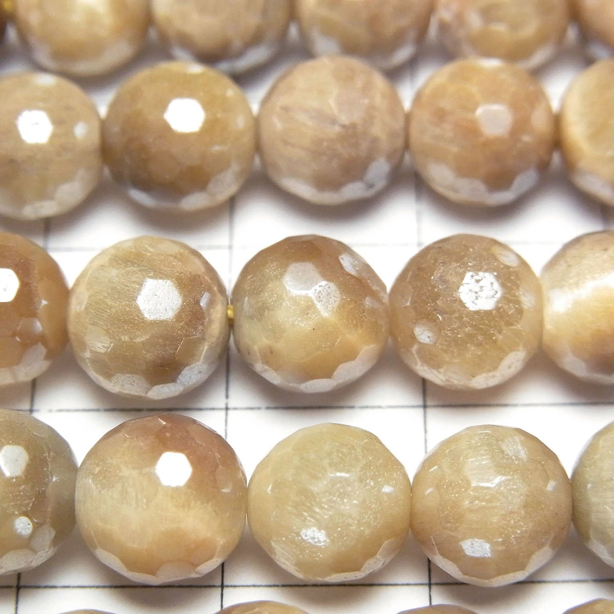 閃光金虎眼石128刻面圓珠8mm,1串(約14英寸/35公分)