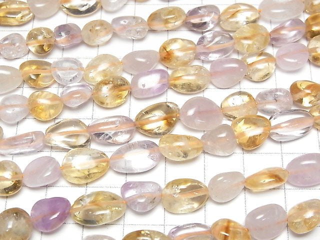 Citrin x rosa Amethyst AA+ Nugget 1Strang Perlen (ca. 15 Zoll/38 cm)