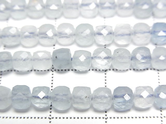 高品質!海藍寶石 AAA 級 - 立方體形狀 4x4x4mm 半串或一串珠子 (約 15 英吋/36 公分)