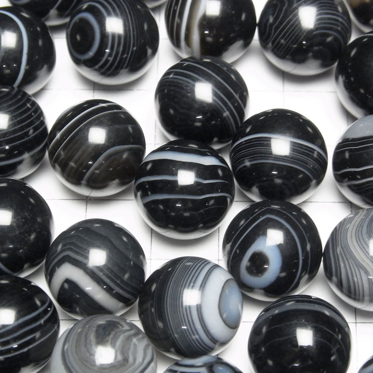 Sphère Onyx Rayé, Ronde 15mm 3pcs