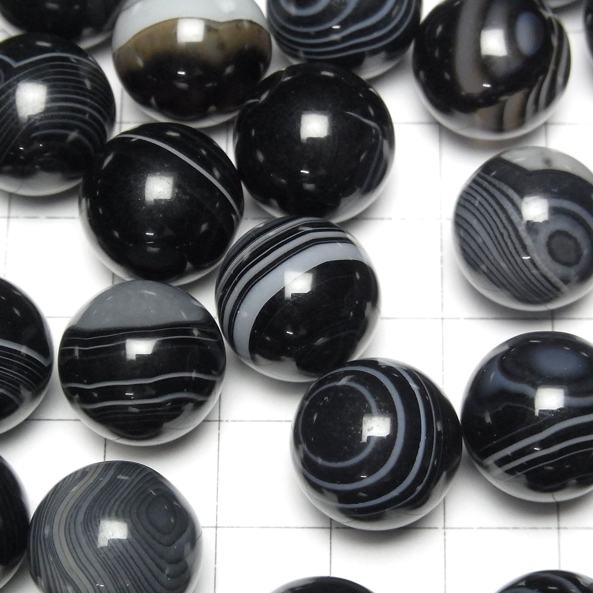 Sphère Onyx Rayé, Ronde 15mm 3pcs