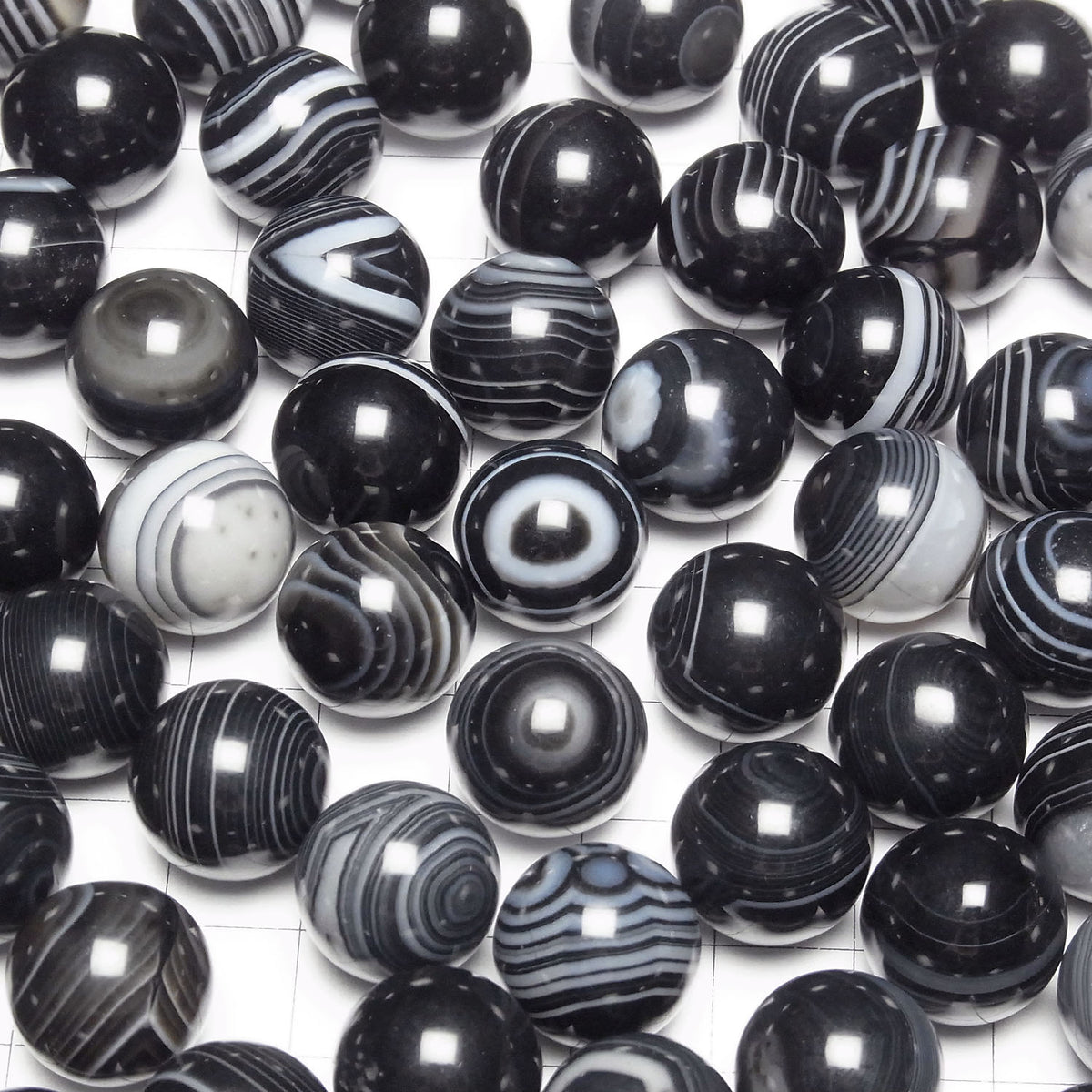 Sphère Onyx Rayé, Ronde 15mm 3pcs