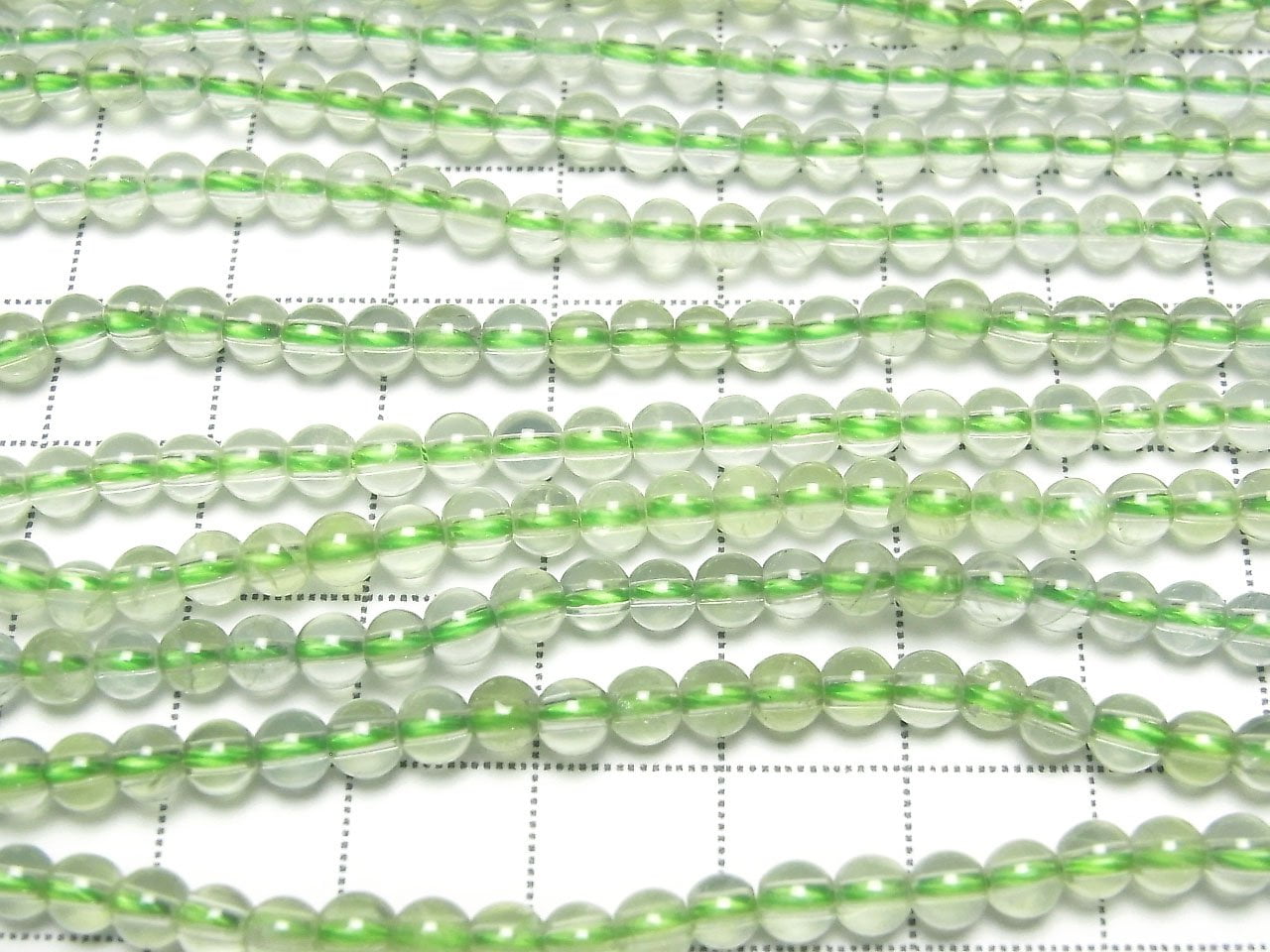 Prehnite AAA Rond 4mm 1 fil perles (env. 15po/36cm)