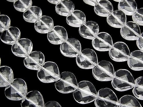 Crystal Quartz AAA Heart cut 12 x 12 x 6 mm half or 1strand beads (aprx.15 inch / 36 cm)