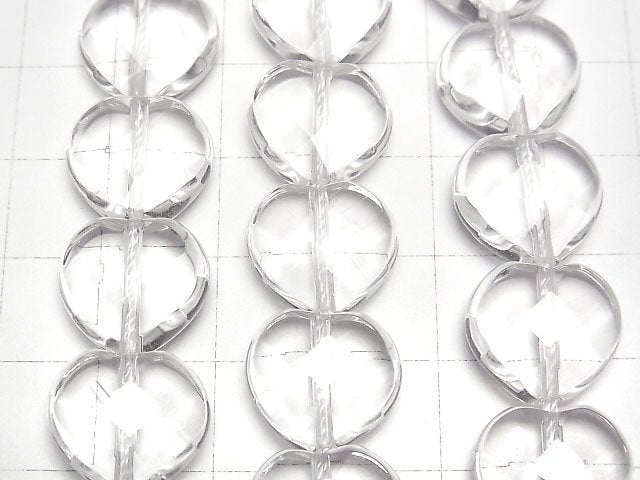 Crystal Quartz AAA Heart cut 14 x 14 x 6 mm half or 1strand beads (aprx.15 inch / 36 cm)
