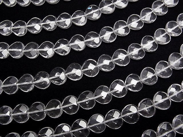 Crystal Quartz AAA Heart cut 14 x 14 x 6 mm half or 1strand beads (aprx.15 inch / 36 cm)