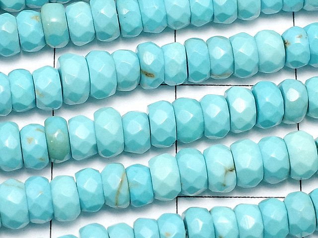 Magnesite Turquoise Faceted Button Rondelle 4x4x2mm 1strand beads (aprx.15inch/37cm)