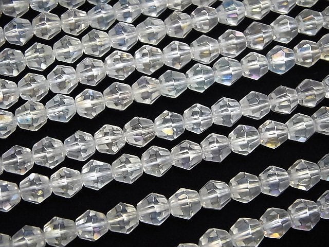 Aqua Crystal Quartz 16Faceted 8mm half or 1strand beads (aprx.15inch/37cm)