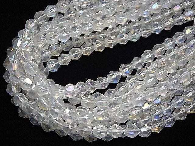 Aqua Crystal Quartz 16Faceted 8mm half or 1strand beads (aprx.15inch/37cm)