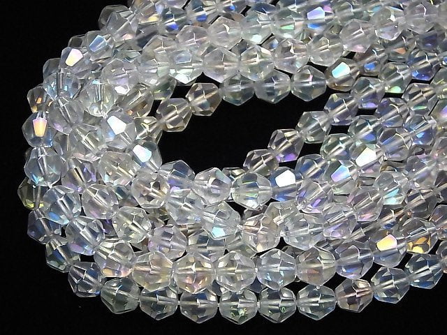 Aqua Crystal Quartz 16Faceted 10mm half or 1strand beads (aprx.15inch/38cm)