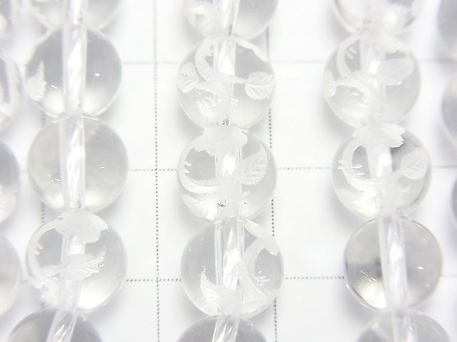 Rose Carving! Crystal Quartz AAA Round 8 mm 1/4 or 1strand beads (aprx.15 inch / 37 cm)