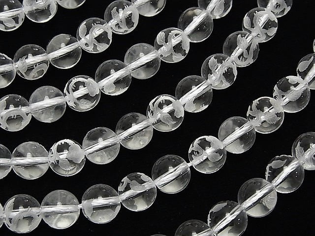 Rose Carving! Crystal Quartz AAA Round 8 mm 1/4 or 1strand beads (aprx.15 inch / 37 cm)