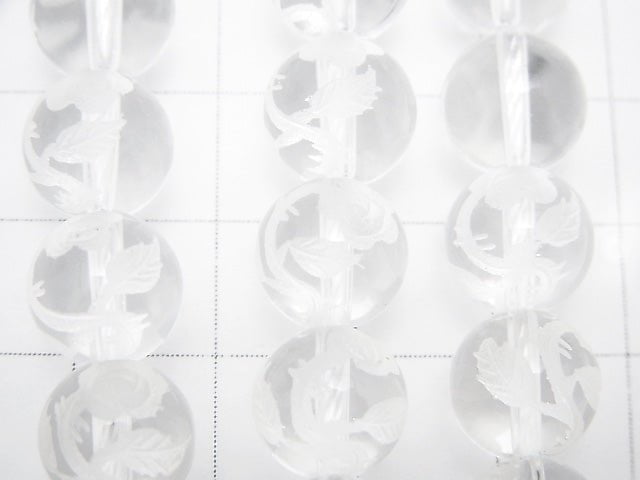 Rose Carving! Crystal Quartz AAA Round 10 mm 1/4 or 1strand beads (aprx.15 inch / 37 cm)