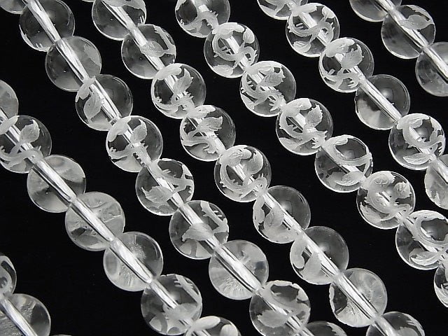 Rose Carving! Crystal Quartz AAA Round 10 mm 1/4 or 1strand beads (aprx.15 inch / 37 cm)