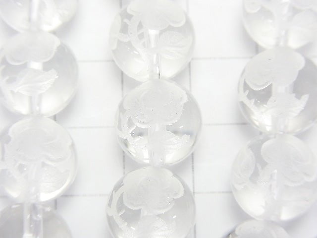 Rose Carving! Crystal Quartz AAA Round 12 mm 1/4 or 1strand beads (aprx.15 inch / 37 cm)