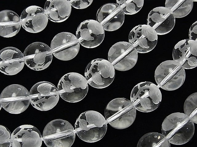 Rose Carving! Crystal Quartz AAA Round 12 mm 1/4 or 1strand beads (aprx.15 inch / 37 cm)
