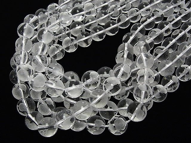 Rose Carving! Crystal Quartz AAA Round 12 mm 1/4 or 1strand beads (aprx.15 inch / 37 cm)