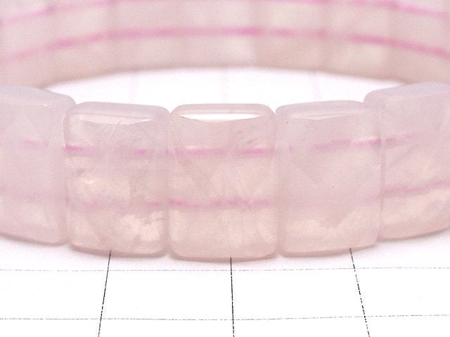 Rose Quartz AA++ 2 holes Faceted Rectangle 12 x 8 x 6 mm 1 strand (Bracelet)