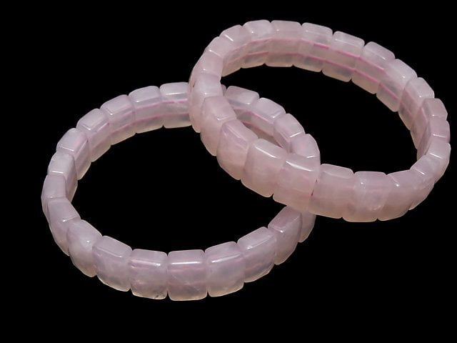 Rose Quartz AA++ 2 holes Faceted Rectangle 12 x 8 x 6 mm 1 strand (Bracelet)
