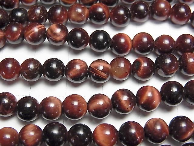 Red Tiger's Eye AA++ Round 6mm 1strand beads (aprx.15inch/36cm)