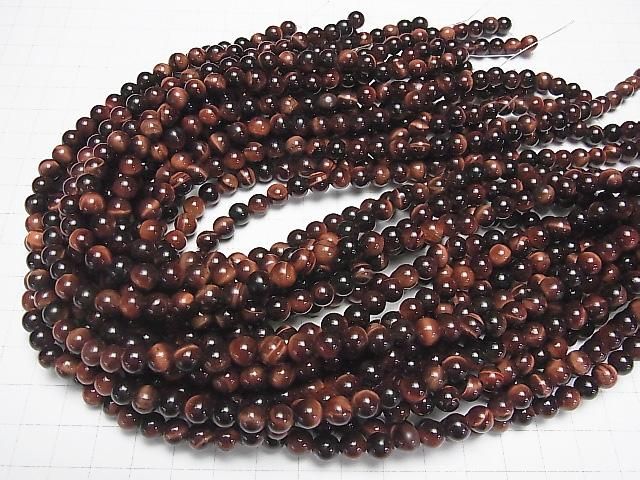 Red Tiger's Eye AA++ Round 6mm 1strand beads (aprx.15inch/36cm)