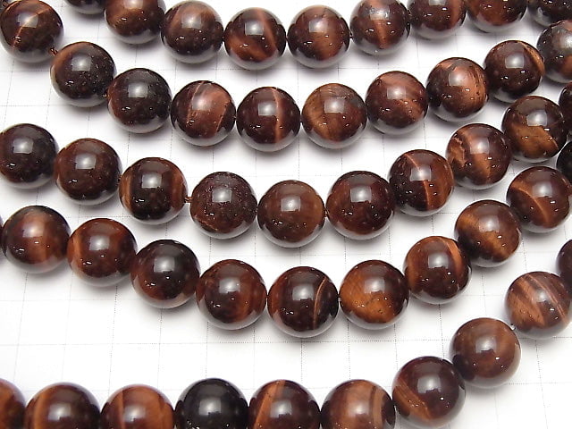 Red Tiger's Eye AA++ Round 14mm half or 1strand beads (approx. 15 inches/36 cm)