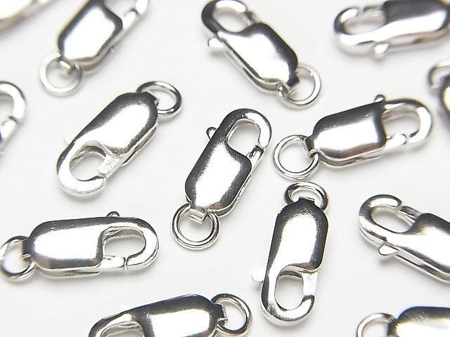 925純銀龍蝦扣(帶開口圈)8毫米、10毫米、12毫米、14毫米,鍍銠,1個