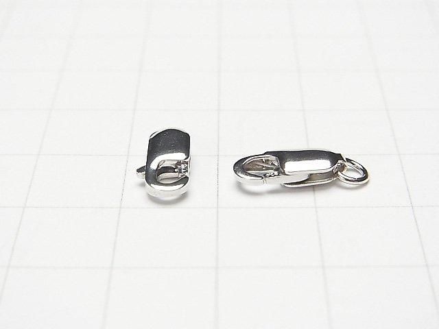 925純銀龍蝦扣(帶開口圈)8毫米、10毫米、12毫米、14毫米,鍍銠,1個