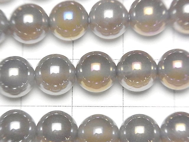 1 Strang 7,79 $! Flash, grauer Onyx Rund 8mm 1 Strang Perlen (ca. 15 Zoll / 37 cm)