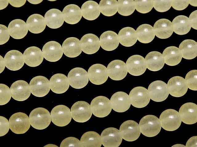 Pastel yellow color Jade Round 4mm 1strand beads (aprx.15inch/36cm)