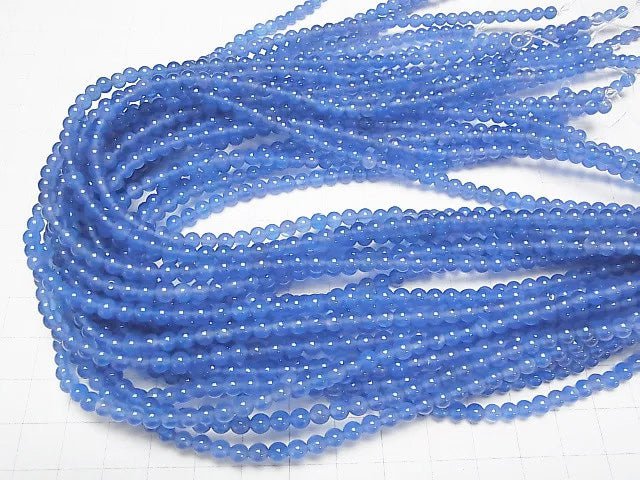 Blue agate AAA Round 4mm 1strand beads (aprx.14inch/36cm)