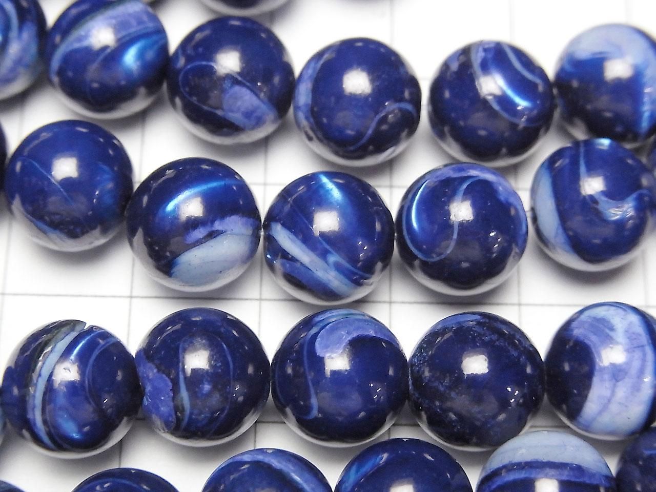 Nacre MOP Bleu Rond 10mm 1fil de perles (env. 15po/38cm)