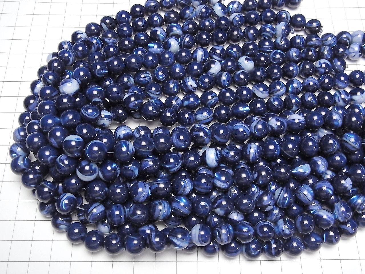 Nacre MOP Bleu Rond 10mm 1fil de perles (env. 15po/38cm)