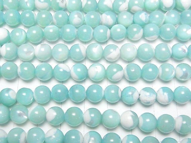 Nacre MOP Bleu clair Rond 8mm 1 fil perles (env.15inch/38cm)