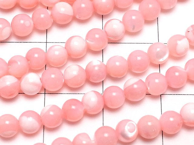 Mother of Pearl MOP Pink Round 4mm 1strand beads (aprx.15inch / 38cm)
