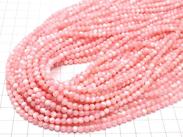 Mother of Pearl MOP Pink Round 4mm 1strand beads (aprx.15inch / 38cm)